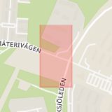Karta som med röd fyrkant ramar in Viksjö, Arrendevägen, Lantmäterivägen, Järfälla, Stockholms län