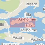 Karta som med röd fyrkant ramar in Edholma, Vaxholm, Stockholms län