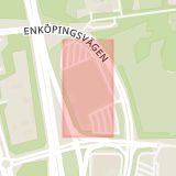 Karta som med röd fyrkant ramar in Enköpingsvägen, Barkarby, Virke, Järfälla, Stockholms län