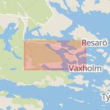 Karta som med röd fyrkant ramar in Stockholmsvägen, Vaxholm, Stockholms län