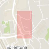 Karta som med röd fyrkant ramar in Tureberg, Mjölnarstigen, Sollentuna, Stockholms län