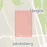 Karta som med röd fyrkant ramar in Hästskovägen, Jakobsberg, Järfälla, Stockholms län