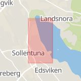 Karta som med röd fyrkant ramar in Tureberg, Strandvägen, Sollentuna, Stockholms län