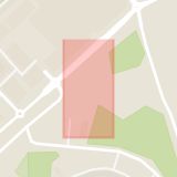 Karta som med röd fyrkant ramar in Stora Marknadsvägen, Täby Centrum, Roslagsbanan, Täby, Stockholms län