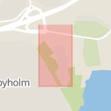 Karta som med röd fyrkant ramar in Flygkårsvägen, Hägernäs Strand, Täby, Stockholms län