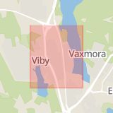 Karta som med röd fyrkant ramar in Rotebro, Norrviken, Sollentuna, Stockholms län