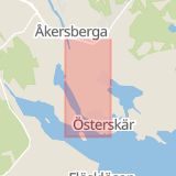 Karta som med röd fyrkant ramar in Österskärsvägen, Österåker, Stockholms län