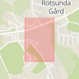 Karta som med röd fyrkant ramar in Rotebro, Vättegränd, Sollentuna, Stockholms län