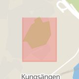 Karta som med röd fyrkant ramar in Kungsängen, Bergvägen, Jakobsbergs Centrum, Upplands-bro, Stockholms län