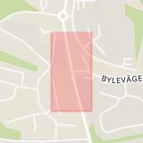 Karta som med röd fyrkant ramar in Bylevägen, Stockholmsvägen, Vallentuna, Stockholms län