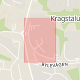 Karta som med röd fyrkant ramar in Kragstalundsvägen, Bällsta, Vallentuna, Stockholms län