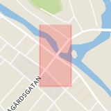 Karta som med röd fyrkant ramar in Barnhemsgatan, Ågärdsgatan, Köping, Västmanlands län