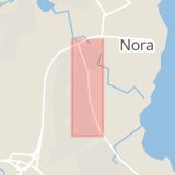 Karta som med röd fyrkant ramar in Älvstorpsvägen, Nora, Örebro län
