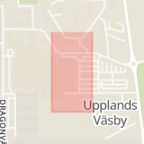 Karta som med röd fyrkant ramar in Väsby Centrum, Kavallerigatan, Upplands väsby, Stockholms län