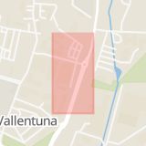 Karta som med röd fyrkant ramar in Tuna Torg, Vallentuna, Stockholms län