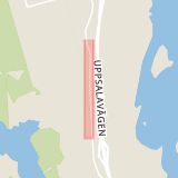 Karta som med röd fyrkant ramar in Rosersberg, Norrsundavägen, Stockholmsvägen, Sigtuna, Stockholms län