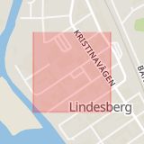 Karta som med röd fyrkant ramar in Smedjegatan, Lindesberg, Örebro län