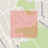 Karta som med röd fyrkant ramar in Skarpskyttegatan, Bondskogen, Lindesberg, Örebro län