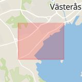 Karta som med röd fyrkant ramar in Sjöhagsvägen, Västerås, Västmanlands län