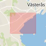 Karta som med röd fyrkant ramar in Sjöhagsvägen, Västerås, Västmanlands län
