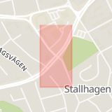 Karta som med röd fyrkant ramar in Köpingsvägen, Lantvärnsgatan, Västerås, Västmanlands län