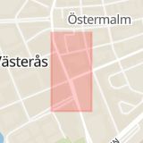 Karta som med röd fyrkant ramar in Skrapan, Västerås, Västmanlands län