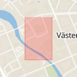 Karta som med röd fyrkant ramar in Stora Torget, Västerås, Västmanlands län