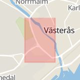 Karta som med röd fyrkant ramar in Västra Ringvägen, Västerås, Västmanlands län