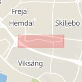 Karta som med röd fyrkant ramar in Klockartorpsgatan, Västerås, Västmanlands län