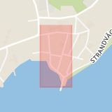 Karta som med röd fyrkant ramar in Hamngatan, Sigtuna, Stockholms län