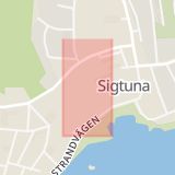 Karta som med röd fyrkant ramar in Arlandaleden, Högsta, Sigtuna, Stockholms län