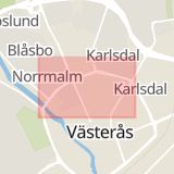 Karta som med röd fyrkant ramar in Norra Ringvägen, Västerås, Västmanlands län