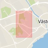 Karta som med röd fyrkant ramar in Narvavägen, Västerås, Västmanlands län