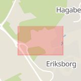 Karta som med röd fyrkant ramar in Eriksborg, Hörntorpsvägen, Västerås, Västmanlands län