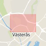 Karta som med röd fyrkant ramar in Karlsdal, Västerås, Västmanlands län