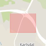Karta som med röd fyrkant ramar in Bomansgatan, Västerås, Västmanlands län