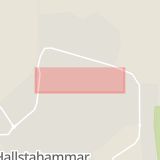 Karta som med röd fyrkant ramar in Lyckovägen, Hallstahammar, Västmanlands län