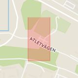 Karta som med röd fyrkant ramar in Atletvägen, Valsta, Sigtuna, Stockholms län