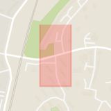 Karta som med röd fyrkant ramar in Hästhovsgatan, Skyttegatan, Västerås, Västmanlands län
