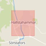 Karta som med röd fyrkant ramar in Hammartorget, Hallstahammar, Västmanlands län