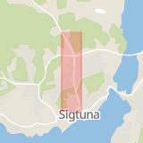 Karta som med röd fyrkant ramar in Uppsalavägen, Sigtuna, Stockholms län