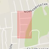 Karta som med röd fyrkant ramar in Hallonvägen, Västerås, Västmanlands län