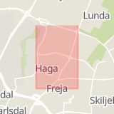 Karta som med röd fyrkant ramar in Haga, Västerås, Västmanlands län