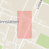 Karta som med röd fyrkant ramar in Lugna Gatan, Österleden, Västerås, Västmanlands län