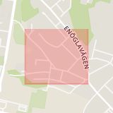 Karta som med röd fyrkant ramar in Galgvreten, Kraftgatan, Enköping, Uppsala län