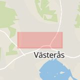 Karta som med röd fyrkant ramar in Västerås, Enköping, Hällamotet, Emausmotet, Stenby, Norrleden, Erikslund, Sätra, Tjurlången, Arboga, Ångkraftsvägen, Västmanlands län