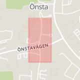 Karta som med röd fyrkant ramar in Vildrosgatan, Västerås, Västmanlands län