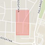 Karta som med röd fyrkant ramar in Allégatan, Västra Kyrkogatan, Arvika, Värmlands län