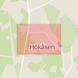 Karta som med röd fyrkant ramar in Hökåsen, Västerås, Västmanlands län
