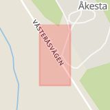Karta som med röd fyrkant ramar in Åkesta, Västerås, Västmanlands län